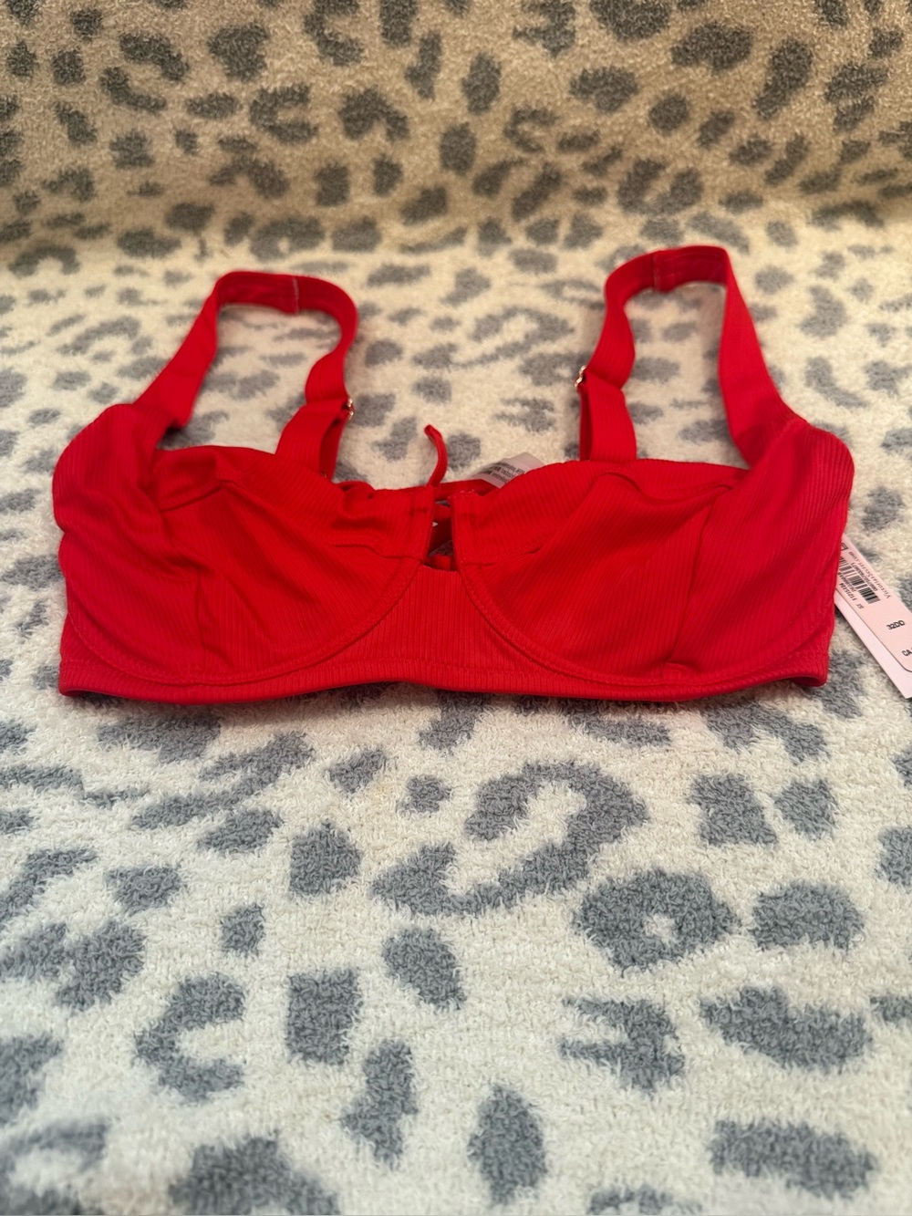 Victoria’s Secret Swim Red Ribbed Underwire Bikini Top 32DD NWT